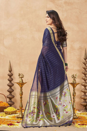 Violet Zari Woven Tissue Saree (ACB1962)