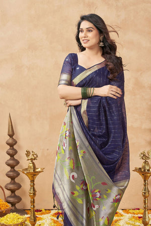 Violet Zari Woven Tissue Saree (ACB1962)
