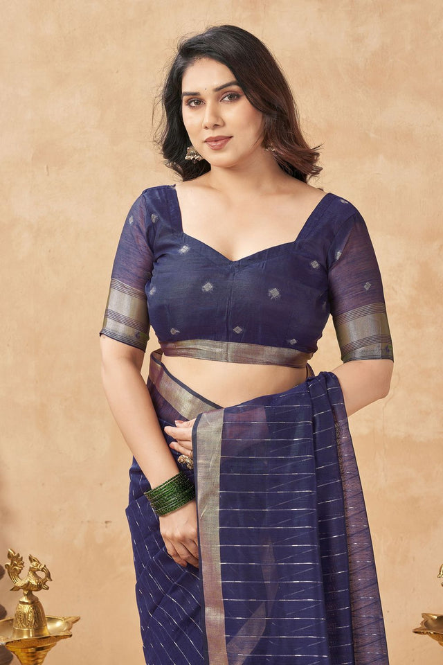 Violet Zari Woven Tissue Saree (ACB1962)