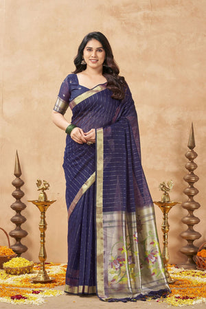 Violet Zari Woven Tissue Saree (ACB1962)
