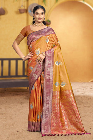 Gold Woven Silk Saree (ACB1984)