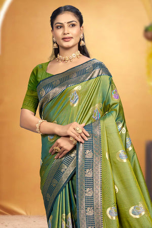 Green Woven Silk Saree (ACB1987)