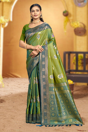 Green Woven Silk Saree (ACB1987)