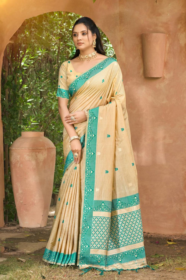 Beige Woven Silk Saree (ACB1990)