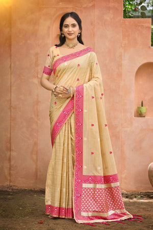 Beige Woven Silk Saree (ACB1994)
