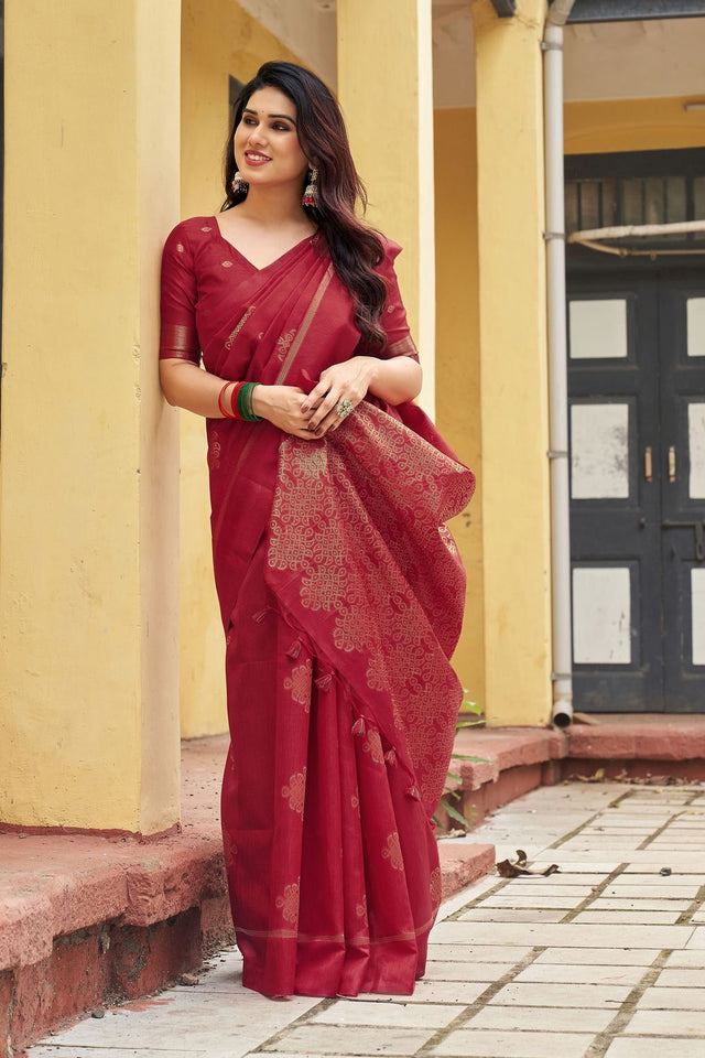 Red Woven with Paithani Pallu Silk Saree (ACB2001)