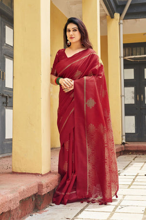 Red Woven with Paithani Pallu Silk Saree (ACB2001)
