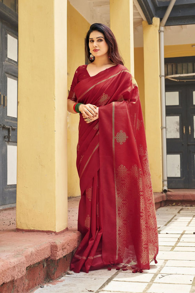Red Woven with Paithani Pallu Silk Saree (ACB2001)