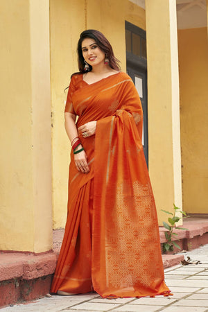 Orange Woven with Paithani Pallu Silk Saree (ACB2002)