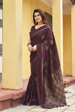 Brown Woven with Paithani Pallu Silk Saree (ACB2004)