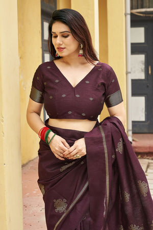 Brown Woven with Paithani Pallu Silk Saree (ACB2004)