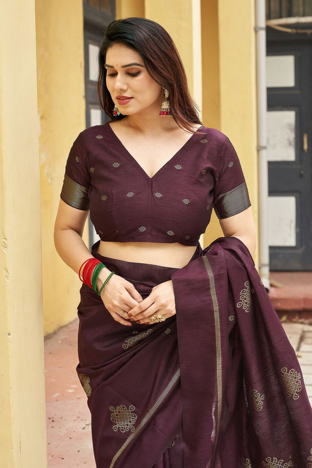 Brown Woven with Paithani Pallu Silk Saree (ACB2004)
