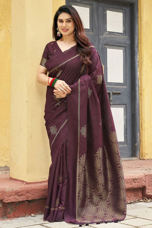 Brown Woven with Paithani Pallu Silk Saree (ACB2004)