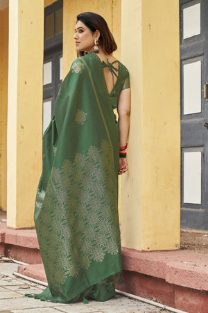 Green Woven with Paithani Pallu Silk Saree (ACB2005)