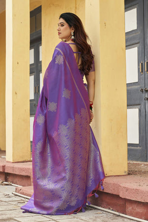 Purple Woven with Paithani Pallu Silk Saree (ACB2007)