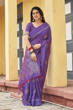 Purple Woven with Paithani Pallu Silk Saree (ACB2007)