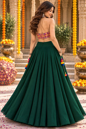 Green Solid Georgette Lehenga (ACB2010)
