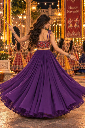 Purple Solid Georgette Lehenga (ACB2020)