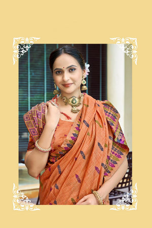 Orange Woven Silk Saree (ACB2034)