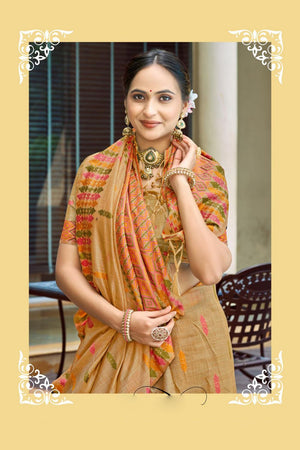 Peach Woven Silk Saree (ACB2036)