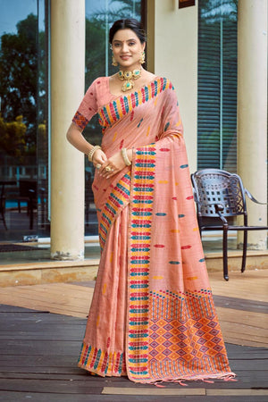Pink Woven Silk Saree (ACB2037)