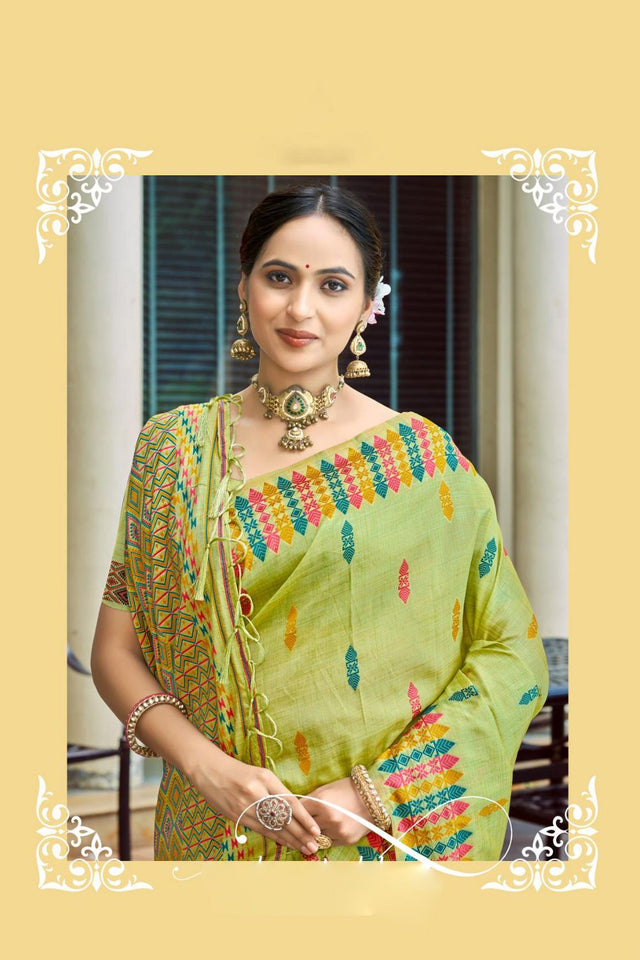 Green Woven Silk Saree (ACB2038)