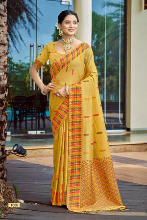 Mustard Woven Silk Saree (ACB2039)