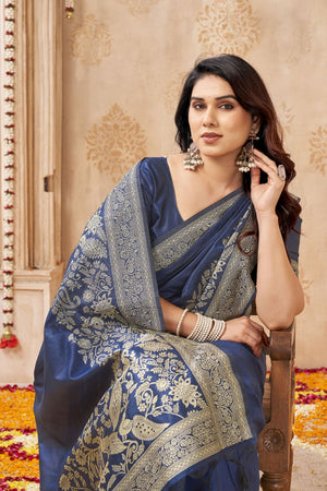 Maroon Floral Woven Silk Saree (ACB2048)