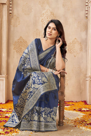 Maroon Floral Woven Silk Saree (ACB2048)
