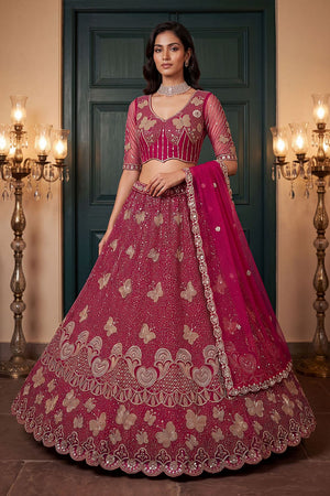 Pink Sequin with Embroidered Net Lehenga (ACB2092)