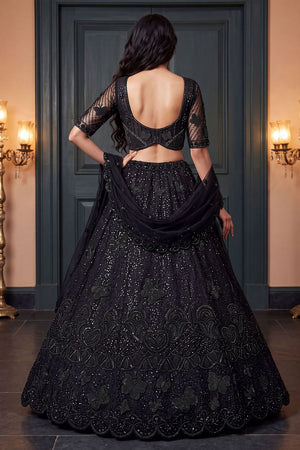 Black Sequin with Embroidered Net Lehenga (ACB2094)