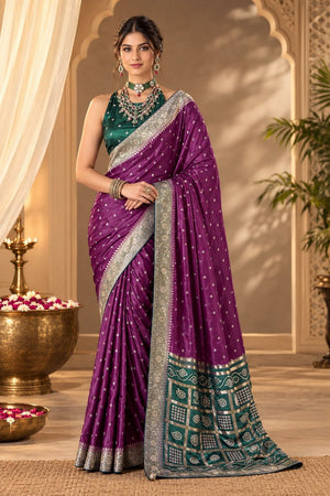 Wine Floral Printed Satin Silk Saree (ACB2119)