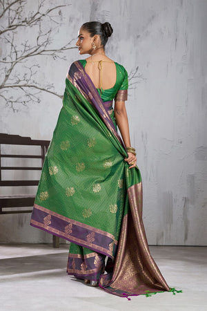 Green Woven Silk Saree (ACB2120)