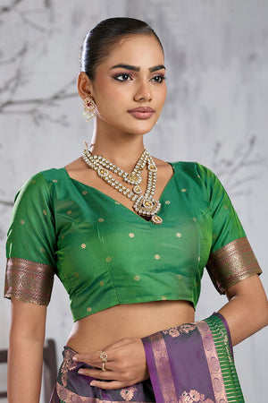 Green Woven Silk Saree (ACB2120)