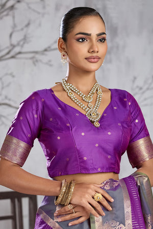 Purple Woven Silk Saree (ACB2121)