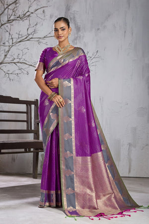 Purple Woven Silk Saree (ACB2121)
