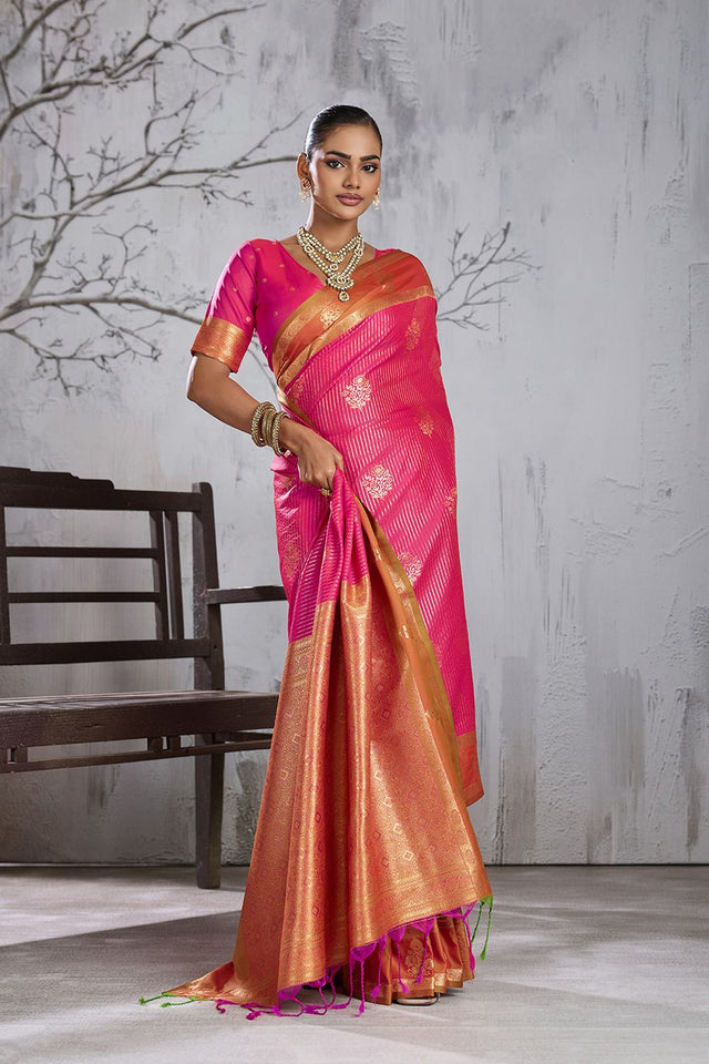 Pink Woven Silk Saree (ACB2122)