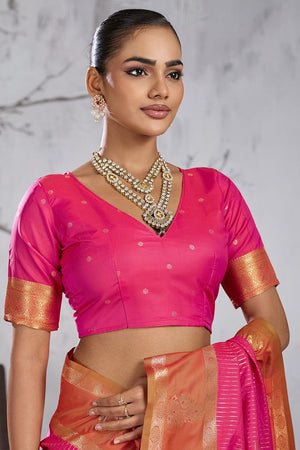 Pink Woven Silk Saree (ACB2122)