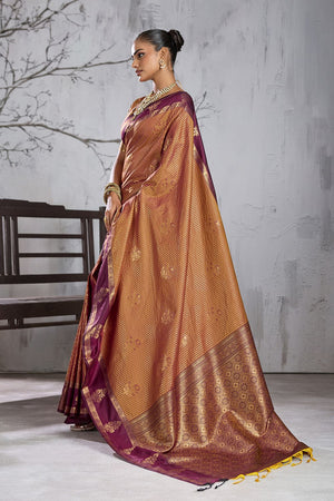 Brown Woven Silk Saree (ACB2125)
