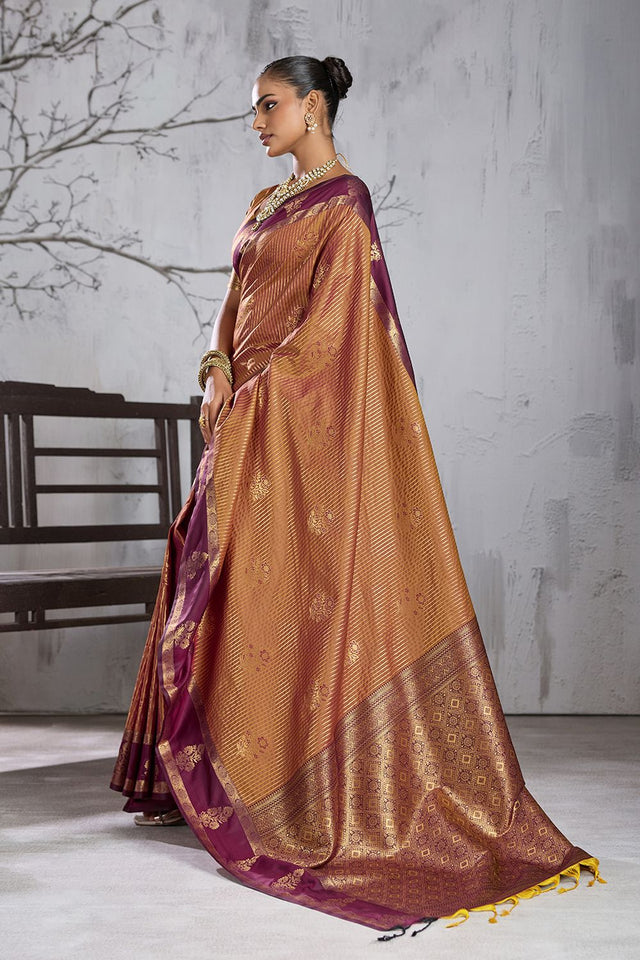 Brown Woven Silk Saree (ACB2125)