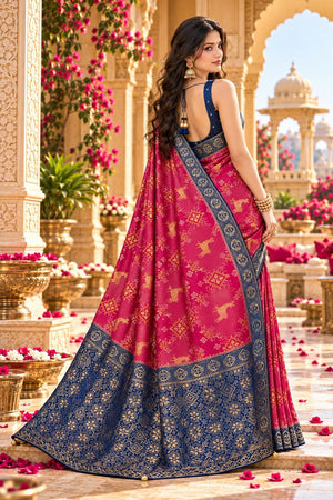 Pink Zari Woven Satin Saree (ACB2136)