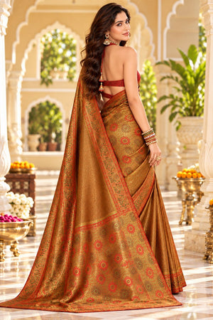 Brown Zari Woven Satin Saree (ACB2139)