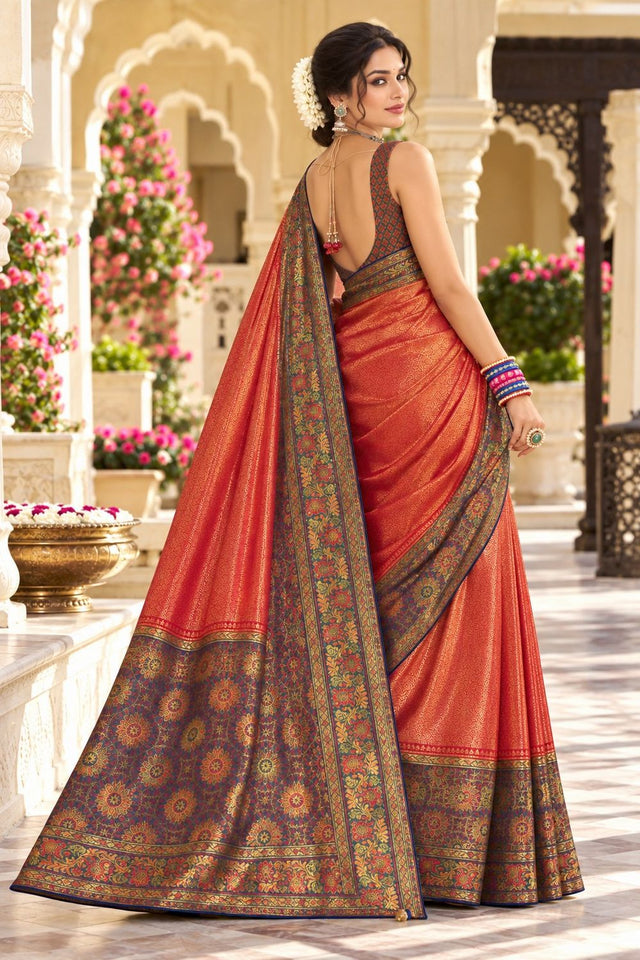 Red Zari Woven Satin Saree (ACB2141)