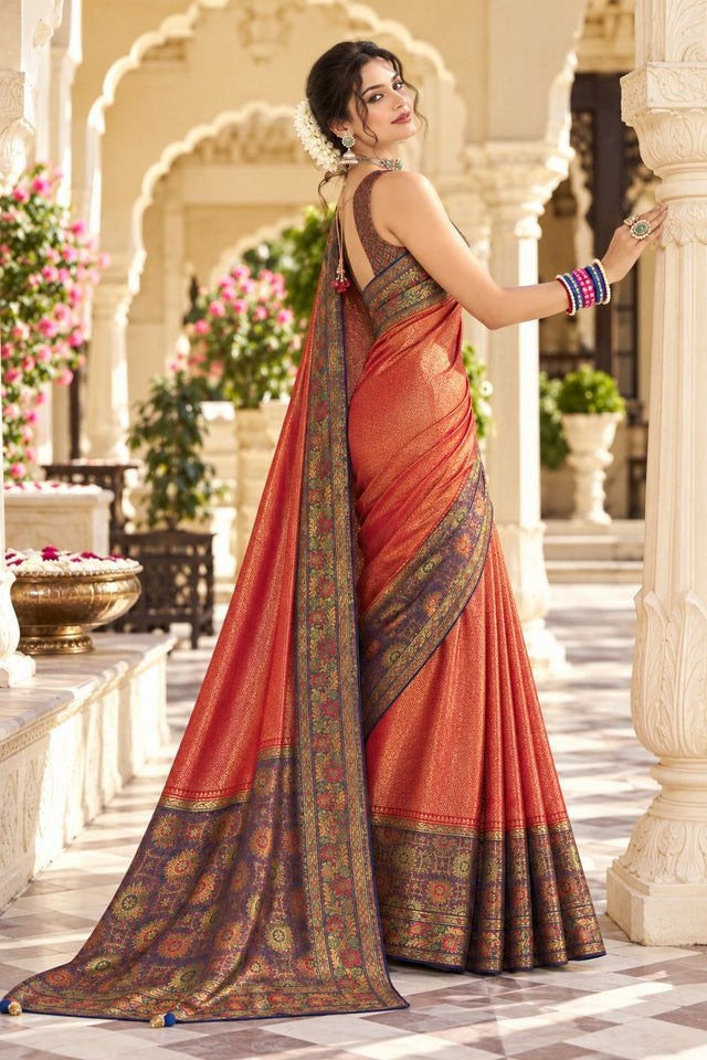 Red Zari Woven Satin Saree (ACB2141)