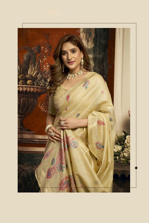 Beige Woven Cotton Saree (ACB2182)