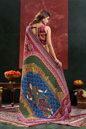 Maroon Printed Crepe Saree (ACB2191)