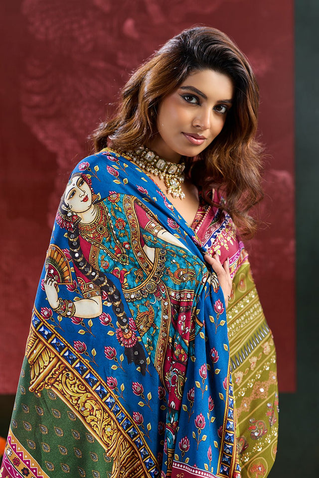 Maroon Printed Crepe Saree (ACB2191)