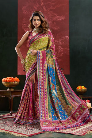 Maroon Printed Crepe Saree (ACB2191)