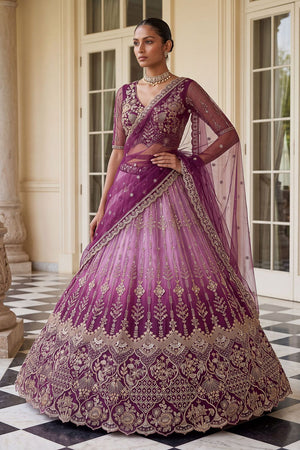 Purple Sequin with Embroidered Net Lehenga (ACB2199)