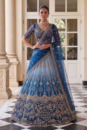 Blue Sequin with Embroidered Net Lehenga (ACB2200)